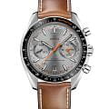 Omega Omega Speedmaster Racing 329.32.44.51.06.001   32932445106001 механические мужские часы серый циферблат, браслет кожаный — вид спереди