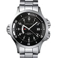 Hamilton Hamilton Khaki Navy GMT Auto H77615133  H77615133 механические мужские часы черный циферблат, браслет нержавеющая сталь — вид спереди