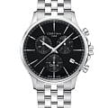 Certina Certina DS-8 Chrono C045.417.11.051.00 DS 8 C0454171105100 кварцевые мужские часы черный циферблат, браслет нержавеющая сталь 316l — вид спереди