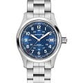 Hamilton Hamilton Khaki Field Auto H70455140  H70455140 механические мужские часы синий циферблат, браслет нержавеющая сталь — вид спереди