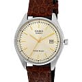Casio Casio MTP-1175E-9A  MTP-1175E-9A кварцевые мужские часы золотой циферблат, браслет кожаный — вид спереди