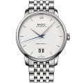 Mido Mido Baroncelli Big Date M027.426.11.018.00  M0274261101800 механические мужские часы белый циферблат, браслет нержавеющая сталь — вид спереди