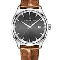 Hamilton Hamilton Jazzmaster Gent Quartz H32451581  H32451581 кварцевые мужские часы  черный циферблат, браслет кожаный — вид спереди