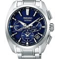 Seiko Seiko Astron GPS Solar SSH065J1  SSH065J1 кварцевые мужские часы  синий циферблат, браслет титановый — вид спереди