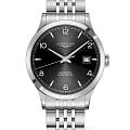 Longines Longines Record Collection L2.821.4.56.6  L28214566 механические мужские часы черный циферблат, браслет нержавеющая сталь — вид спереди