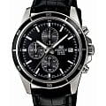 Casio Casio Edifice EFR-526L-1AVUDF (EFR-526L-1A) EFR EFR-526L-1A кварцевые мужские часы черный циферблат, браслет кожаный — вид спереди