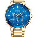 Citizen Citizen Chronograph AN8223-54L  AN8223-54L кварцевые мужские часы синий циферблат, браслет нержавеющая сталь с ip-покрытием — вид спереди