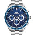 Slazenger Slazenger Multifunction SL.09.2109.2.05  SL.09.2109.2.05 кварцевые мужские часы синий циферблат, браслет суперметалл — вид спереди