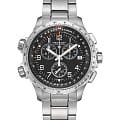 Hamilton Hamilton Khaki Aviation X-Wind GMT Chrono Quartz H77912135  H77912135 кварцевые мужские часы черный циферблат, браслет нержавеющая сталь — вид спереди